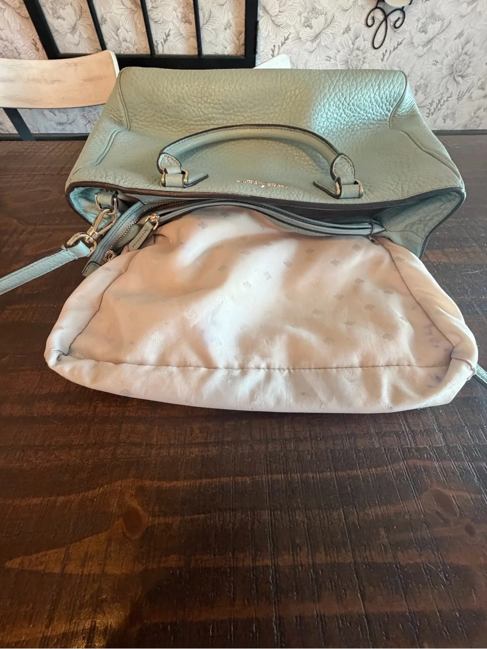 Kate Spade Light Blue Pebbled Leather Satchel with Shoulder Strap